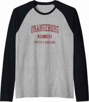 Orangeburg South Carolina SC Vintage Athletic Sports Design Raglan Baseball Tee
