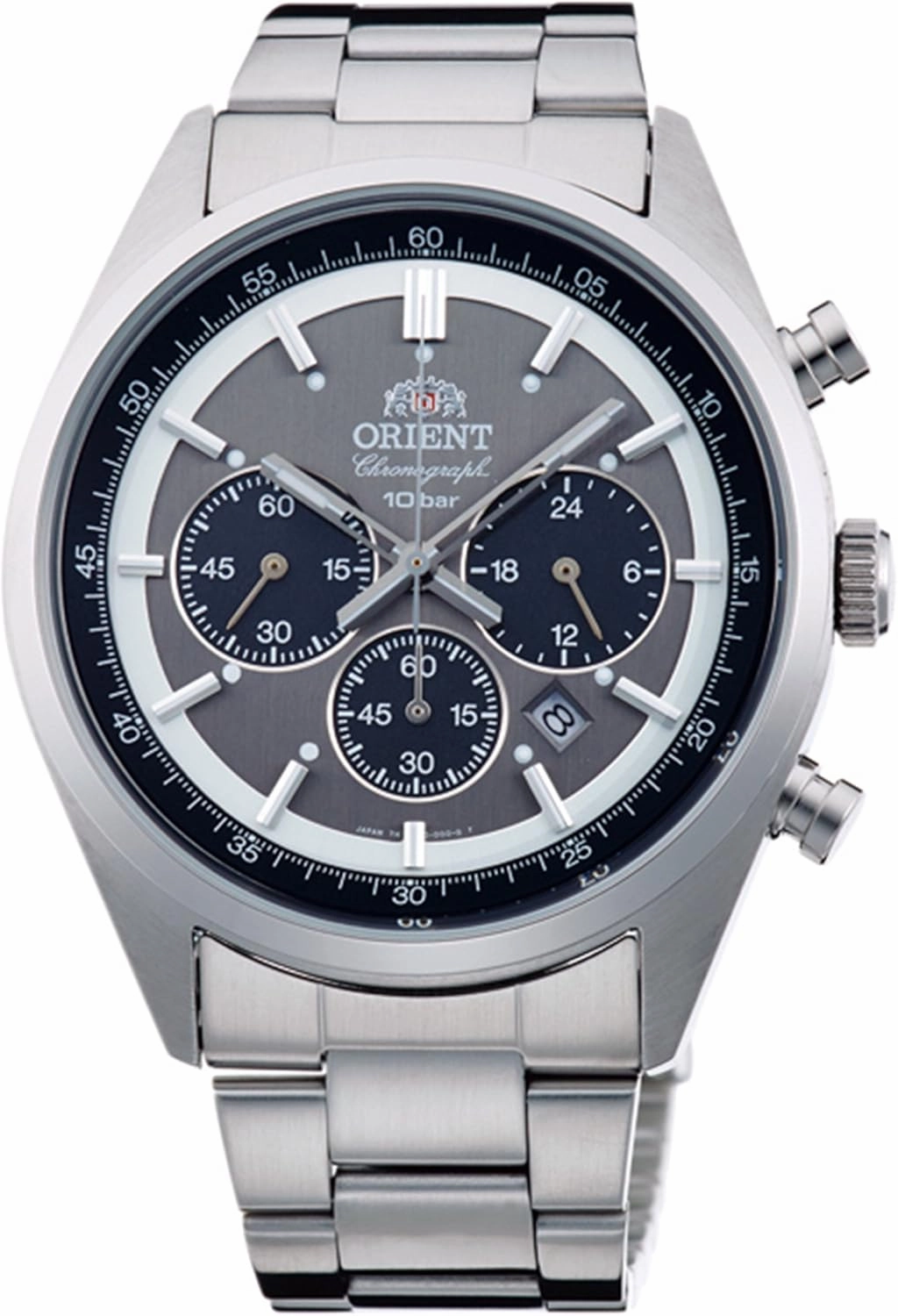 Orient Sporty Neo 70's Neo Seventees Solar Panda Wristwatch, Dark Gray
