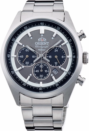 Orient Sporty Neo 70's Neo Seventees Solar Panda Wristwatch, Dark Gray