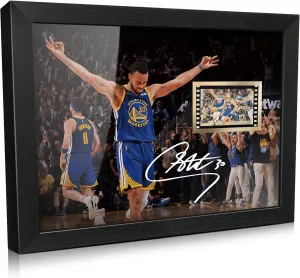 ORIMAMI Gifts for Basketball Player Stephen Curry Fans,Sport Superstar Picture Desktop Framed Photo 8x6 Inches with Printed Signed and 1x35mm Film Mini Cell Display