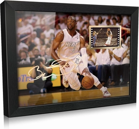 ORIMAMI Signed Basketball Dwyane Wade Poster Framed Photo Gift 8x6 Inches with 1x35mm Film Mini Cell Display,Gifts for Miami Heat Fans