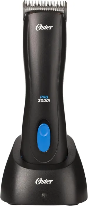 Oster Pro 3000i Cordless Pet Clippers with Size 10 CryogenX Blade (078003-100-000), 6.90 x 1.80 x 1.90 Inch, Black / Blue