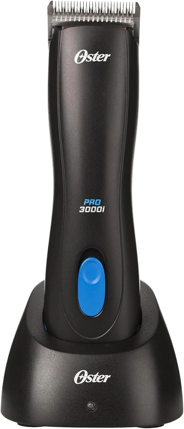 Oster Pro 3000i Cordless Pet Clippers with Size 10 CryogenX Blade (078003-100-000), 6.90 x 1.80 x 1.90 Inch, Black / Blue