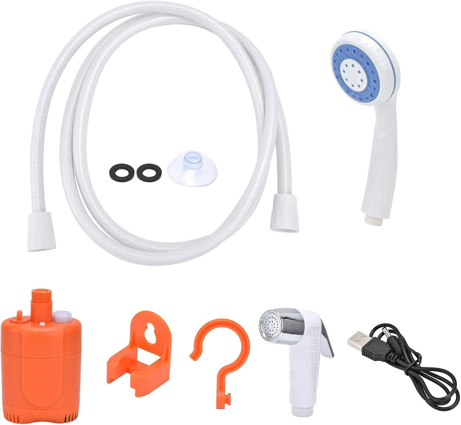 OUKENS Portable Shower, Portable Outdoor Shower Set Camping Shower Pump Handheld Sprayer Outdoor Shower System for Hiking Traveling 2200mah USB Charging