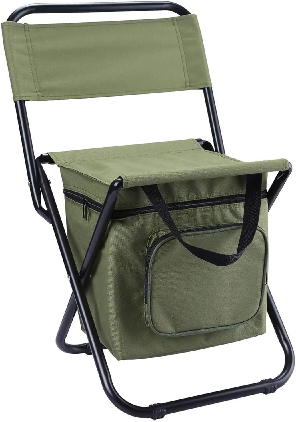 Outdoor Portable Camping Chair with Cooler Bag- Lightweight Portable Fishing Stool with Backrest-Foldable Camping Chair for Picnic, Fishing, Traveling