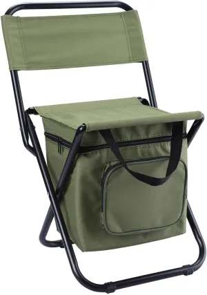 Outdoor Portable Camping Chair with Cooler Bag- Lightweight Portable Fishing Stool with Backrest-Foldable Camping Chair for Picnic, Fishing, Traveling