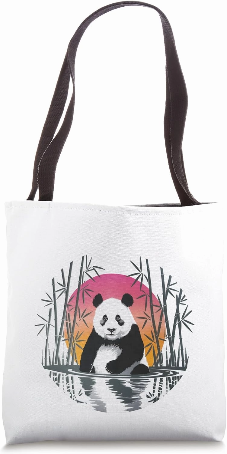 Panda Bear Bamboo Sunset Cute Animal Lover Gift Tote Bag
