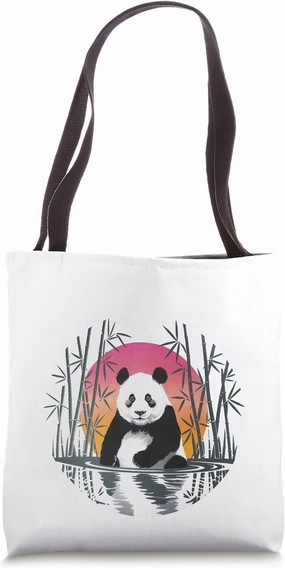 Panda Bear Bamboo Sunset Cute Animal Lover Gift Tote Bag