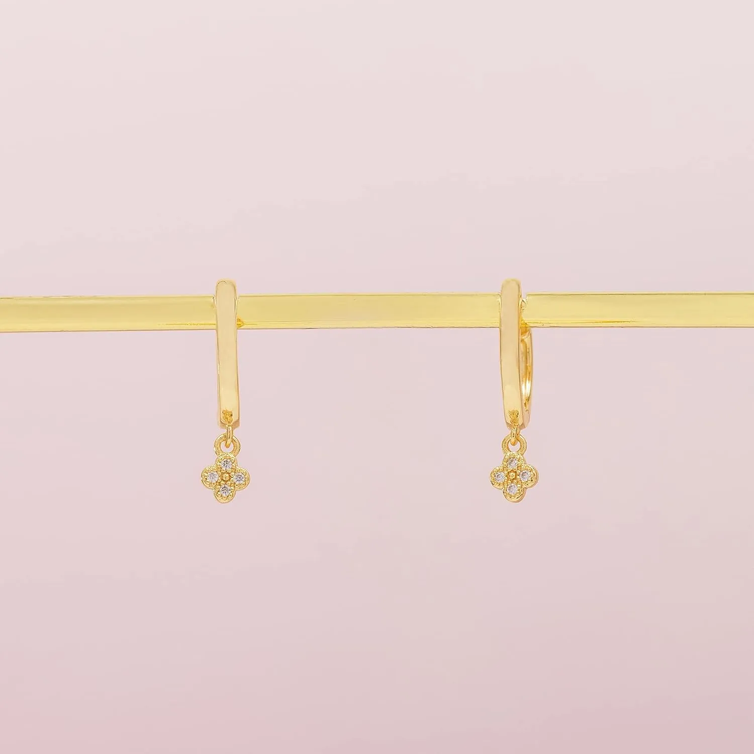 PAVOI 14K Gold Plated S925 Sterling Silver Post Lightweight Drop/Dangle Huggie Earrings for Women | Religious Ornament: Cross, Evil Eye, Clover, Celtic | Dainty Earrings for Women