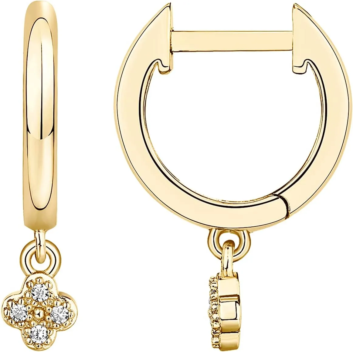PAVOI 14K Gold Plated S925 Sterling Silver Post Lightweight Drop/Dangle Huggie Earrings for Women | Religious Ornament: Cross, Evil Eye, Clover, Celtic | Dainty Earrings for Women