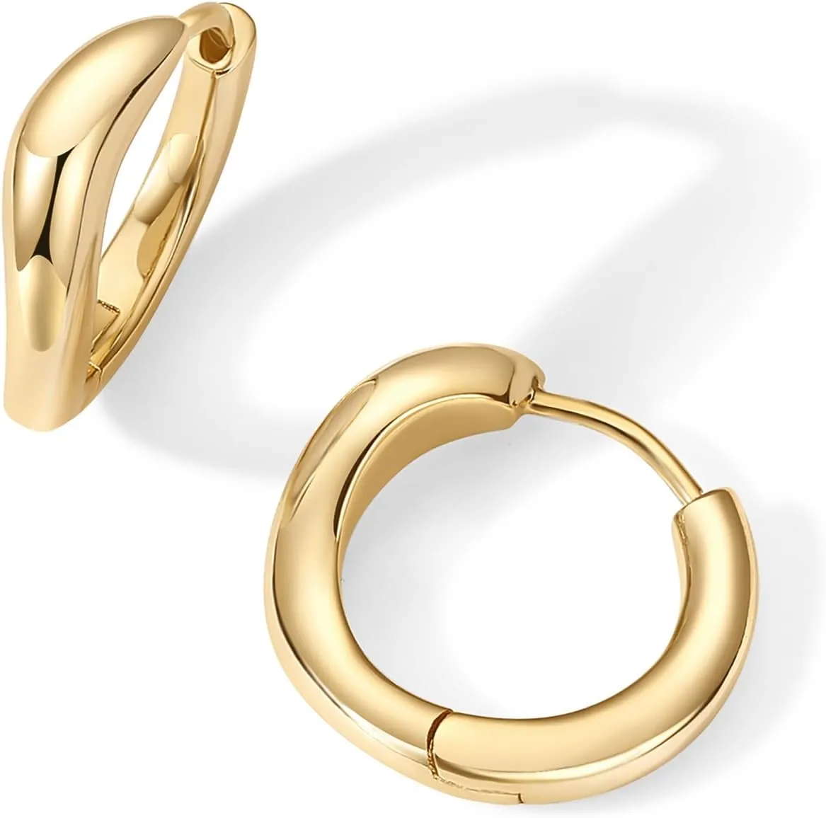 PAVOI 14K Gold Plated Sterling Silver Posts Wavy Huggie Hoops | Twisted Wave Hoop Earrings for Women