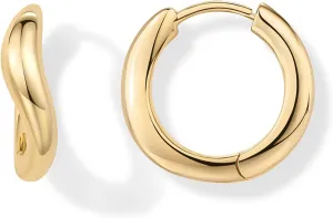 PAVOI 14K Gold Plated Sterling Silver Posts Wavy Huggie Hoops | Twisted Wave Hoop Earrings for Women