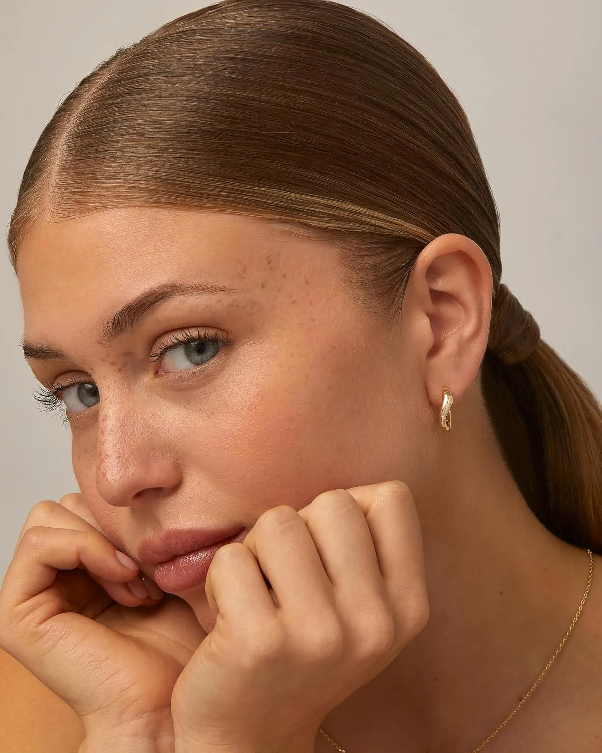 PAVOI 14K Gold Plated Sterling Silver Posts Wavy Huggie Hoops | Twisted Wave Hoop Earrings for Women