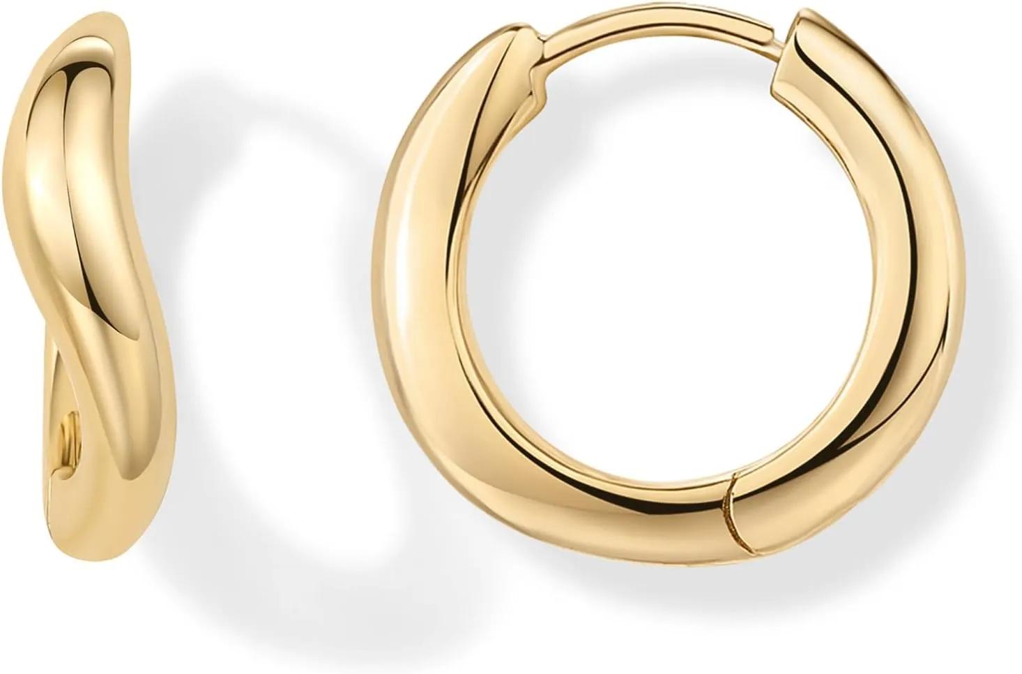 PAVOI 14K Gold Plated Sterling Silver Posts Wavy Huggie Hoops | Twisted Wave Hoop Earrings for Women