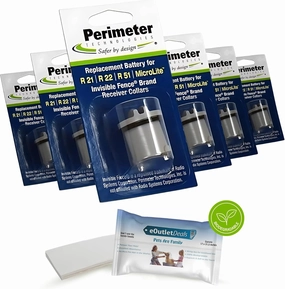 Perimeter Technologies Collar Battery Compatible with Invisible Fence Brand - Bonus eOutletDeals Pet Towel ( 6 Pack )