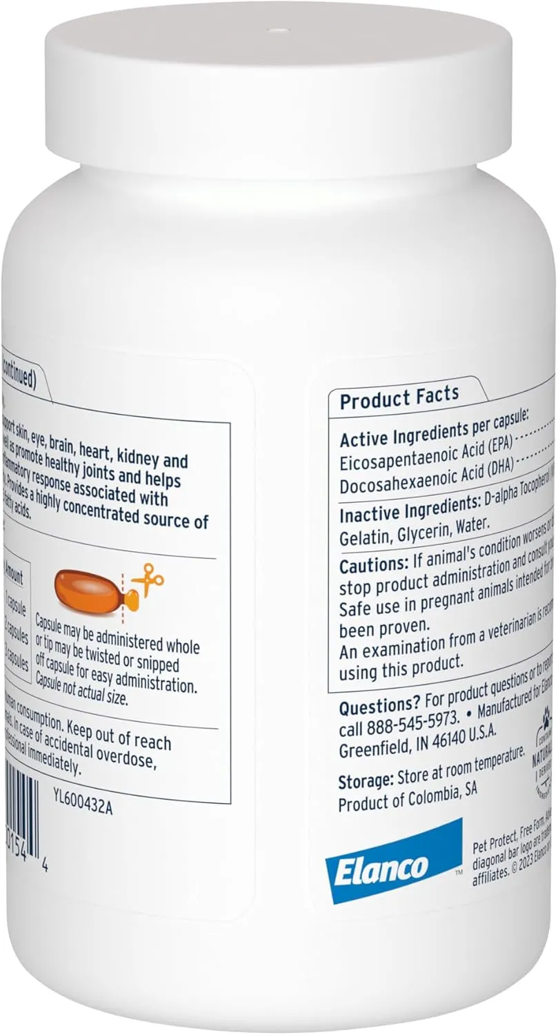 Pet Protect from The Makers of Advantage Omega 3 Supplement for M/L Dogs | 250 Capsules