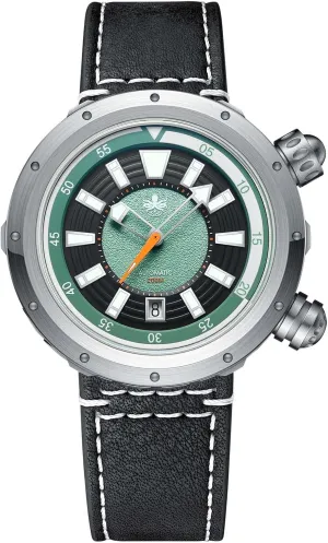 PHOIBOS Vortex Anti-Magnetic Automatic Men's Dive Watch 200M Water Resistance Hidden-lugs case and Dual Crowns with Inner Rotating Bezel Green PY042