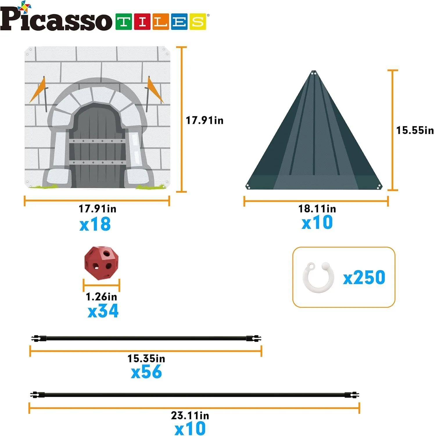 PicassoTiles Indoor Outdoor Tunnel Tent