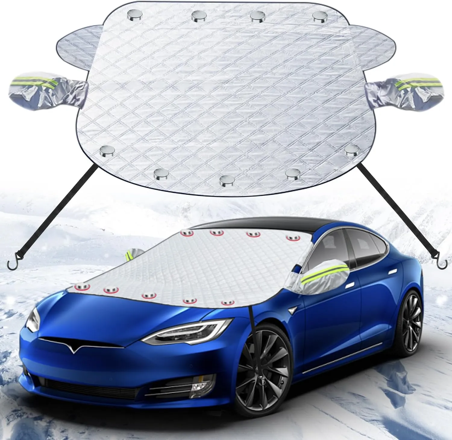 Pincuttee 1PC Snow Cover for Car Front Windshield,Car Front Window Cover for Four Season,Upgraded Car Snow Cover,Car Window Sun Shades Front Windshield,Fit for Small Car/Compact SUV(157)