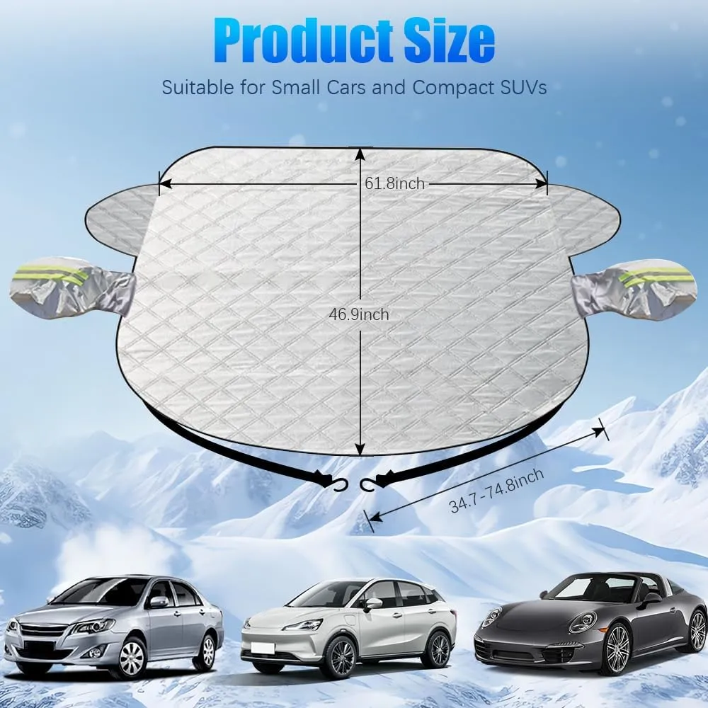 Pincuttee 1PC Snow Cover for Car Front Windshield,Car Front Window Cover for Four Season,Upgraded Car Snow Cover,Car Window Sun Shades Front Windshield,Fit for Small Car/Compact SUV(157)
