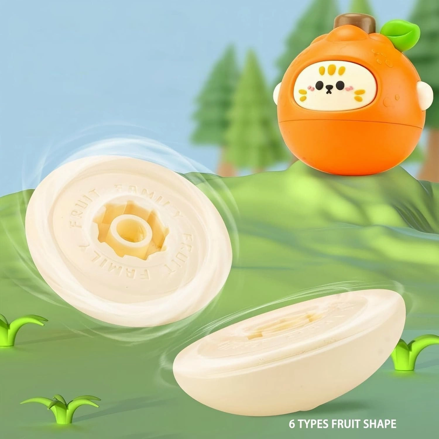PINU Fruits Spinning Tops Battle Toy Series - Interactive Learning Gift for Kids & Parents - Toddler-Friendly Activity - Birthday Party Favourite