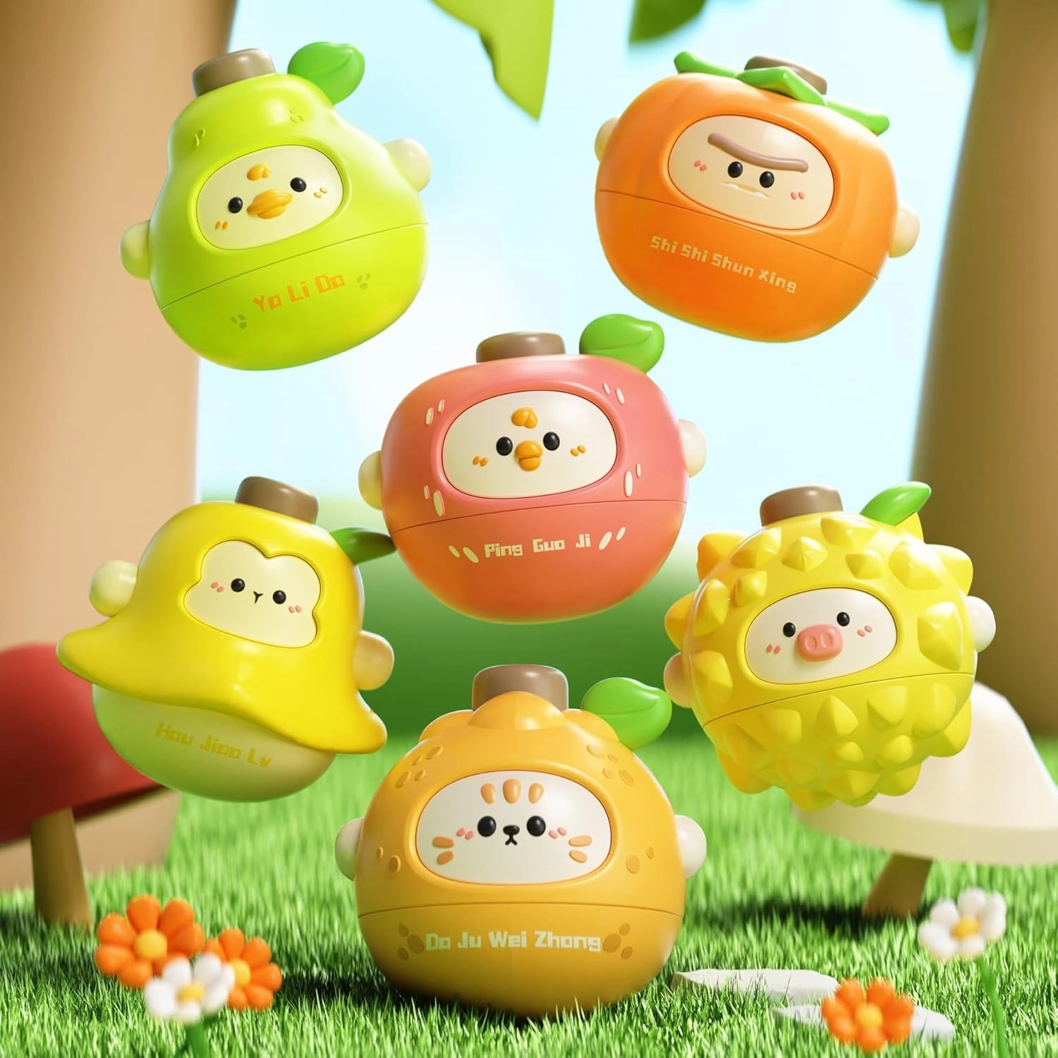 PINU Fruits Spinning Tops Battle Toy Series - Interactive Learning Gift for Kids & Parents - Toddler-Friendly Activity - Birthday Party Favourite