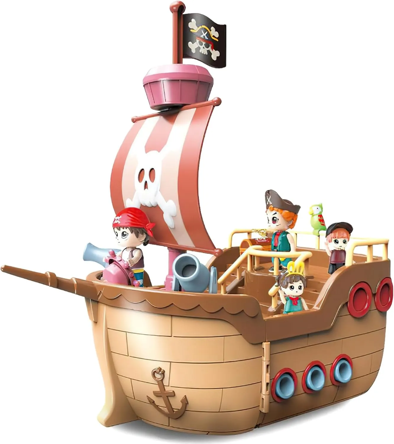 Pirate Ship Toy, Transform Pirate Ship Playset with Figure & Dollhouse Accessories, Kids Toys for Pretend Play Girls & Boys Ages 3  Years