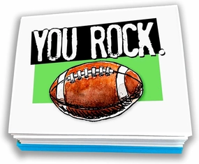 Play Strong Football You Rock Note Cards 12-Pack (4.25"x5.5") Illustrated Sports Powercards Thank You Note Card Set Perfect for Football Players, Coaches, Fans and Fanatics - They'll Love 'Em!