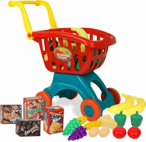 Playkidz Toy Shopping Cart Play Set, Plastic Food Toys, Interactive Play Set, Educational & Pretend Play Fun, Ages 3 
