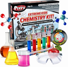 Playz 52 Extreme Chemistry Experiments Set - STEM Activities & Science Kits for Kids Age 8-12 with 51  Tools - Discovery Science Educational Toys & Gifts