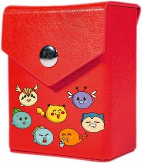 Pocket Monster Deck Box/Deck Case - Built-in Belt Loop/Clip - Hard Shell Faux Leather - Compatible with YGO, MTG, CFV, Digimon, F&B and other TCG (Silver Snap & Clip, 60 Size, Red)