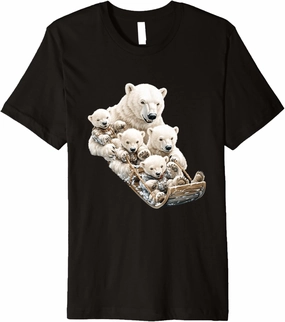 Polar Bear Family Sledding Winter Fun Premium T-Shirt