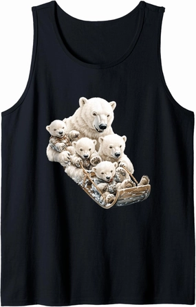 Polar Bear Family Sledding Winter Fun Tank Top