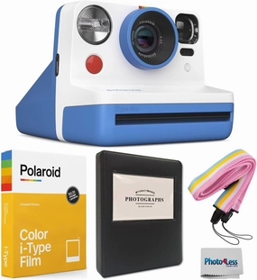 Polaroid Now 2nd Generation I-Type Instant Film Camera   Color Film for I-Type   Black Album   Colorful Neck Strap (Blue, Polaroid Now 2nd Generation I-Type Instant Camera)