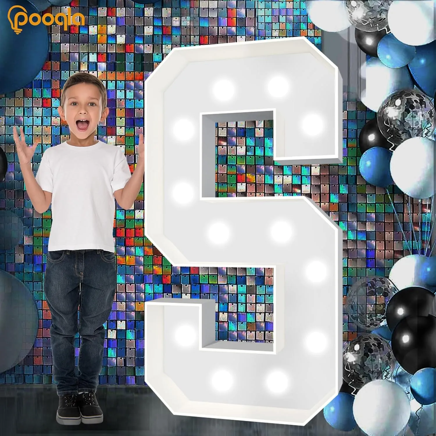 Pooqla 4 FT Marquee Light Up Letters, Cool White and Warm White Marquee Letter 4 Feet Tall, Giant LED Sign Big Mosaic Letter Y for Balloons Birthday Party Anniversary Wedding Decorations