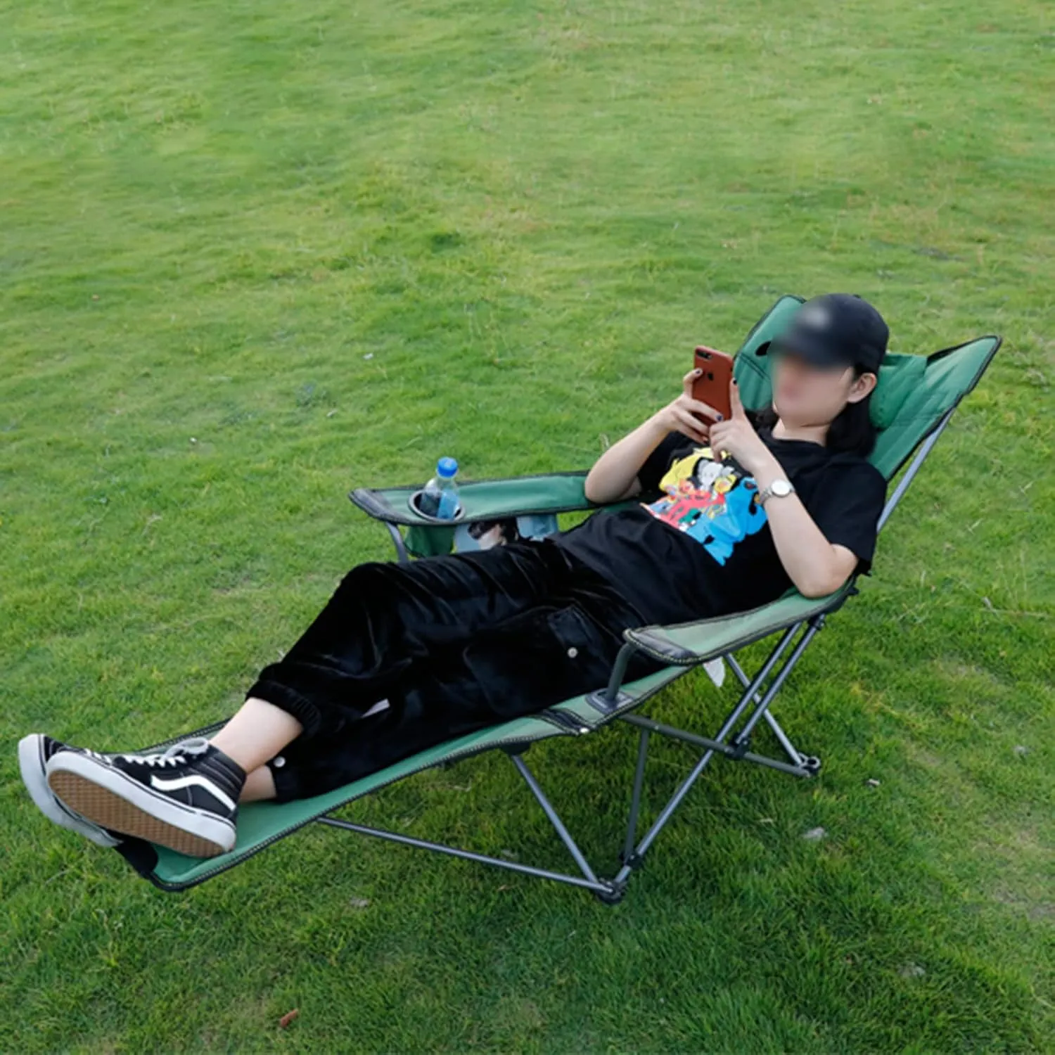 Portable Lightweight Camping Chairs Foldable Beach Chairs for Leisure Fishing, Outing Party, Beach Barbecue, Office Lunch Break (with Tripod,Blue - mesh face)