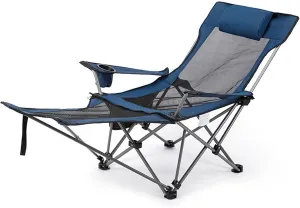 Portable Lightweight Camping Chairs Foldable Beach Chairs for Leisure Fishing, Outing Party, Beach Barbecue, Office Lunch Break (with Tripod,Blue - mesh face)