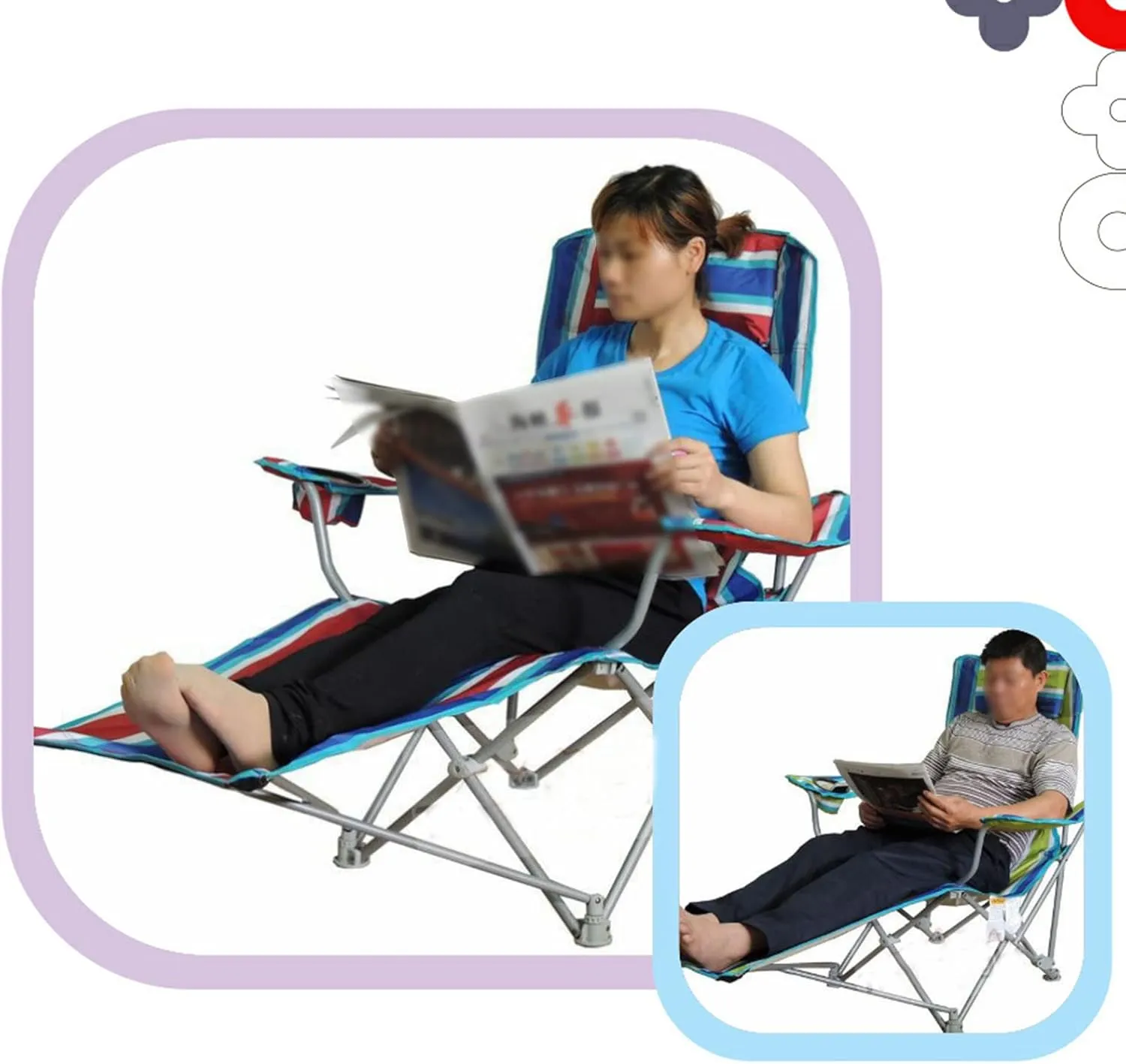 Portable Lightweight Camping Chairs Foldable Beach Chairs for Leisure Fishing, Outing Party, Beach Barbecue, Office Lunch Break (with Tripod,Blue - mesh face)