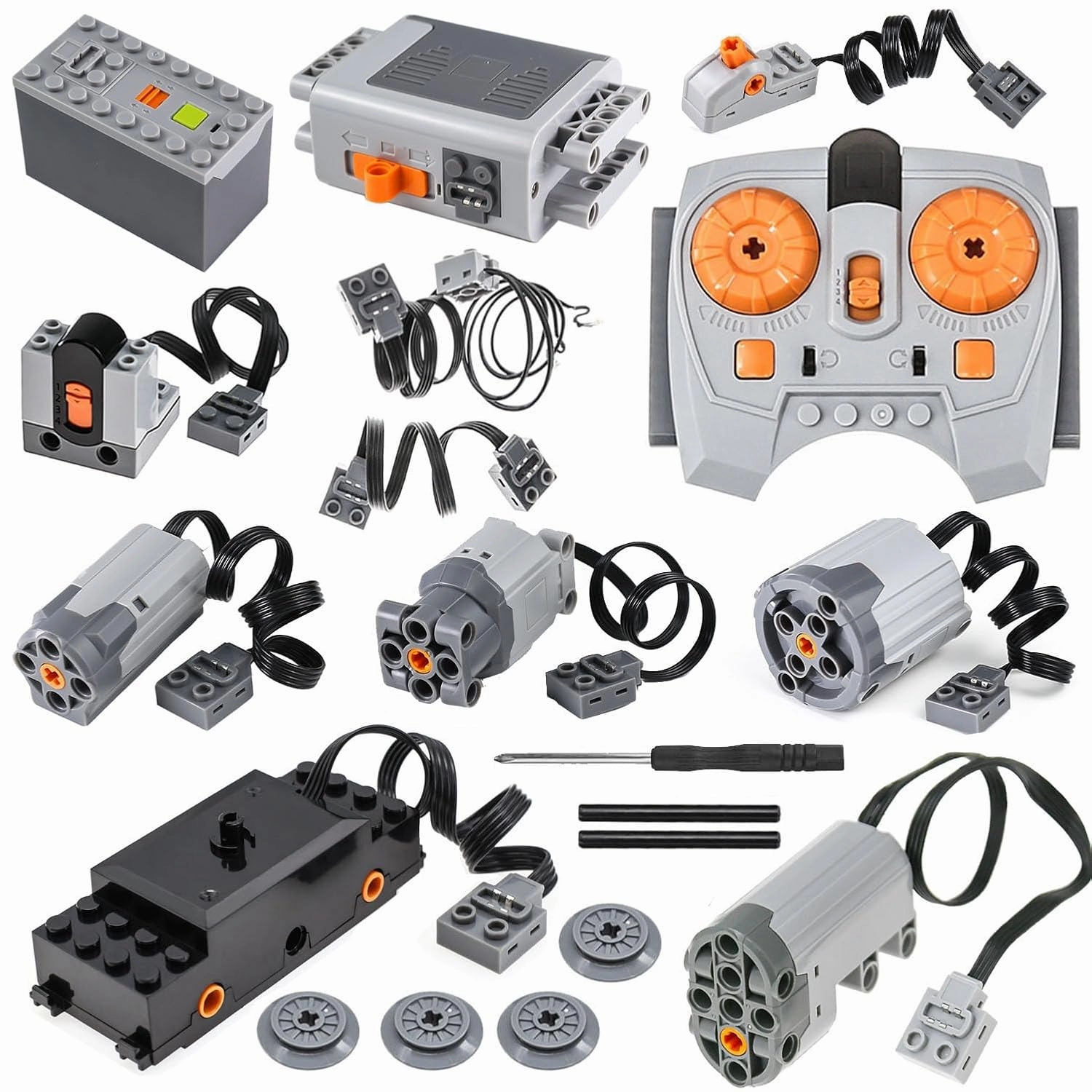 Power Functions Motor Kit (19 Pcs), Motor Set Technical Parts for STEM Assembled Building Block, MOC Brick Control Function Kit