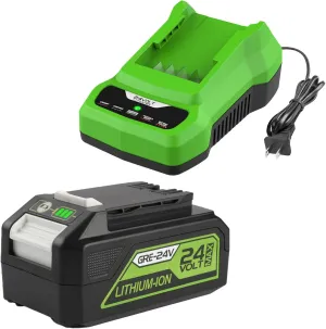 Powilling 6.5Ah 24V Compatible with Greenworks Battery 29842 29852   Replacement 24V Greenworks Battery Charger for Greenworks 24 Volt and for Bissell Cleanview XR Pet Battery 4054