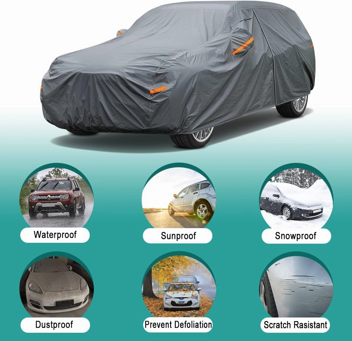 Premium Car Cover Custom Fit Nissan Murano (2002-2025), 16 Layers Heavy Duty Car Cover Waterproof All Weather with Zipper Door for Sun Rain Snow Dust Uv Protection