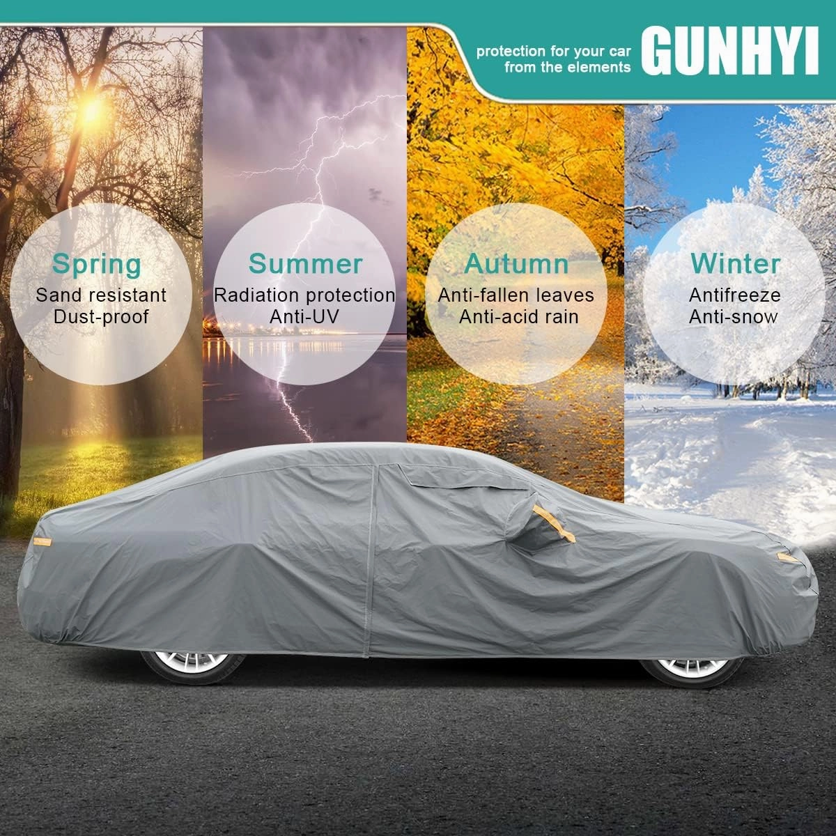 Premium Car Cover Custom Fit Nissan Murano (2002-2025), 16 Layers Heavy Duty Car Cover Waterproof All Weather with Zipper Door for Sun Rain Snow Dust Uv Protection