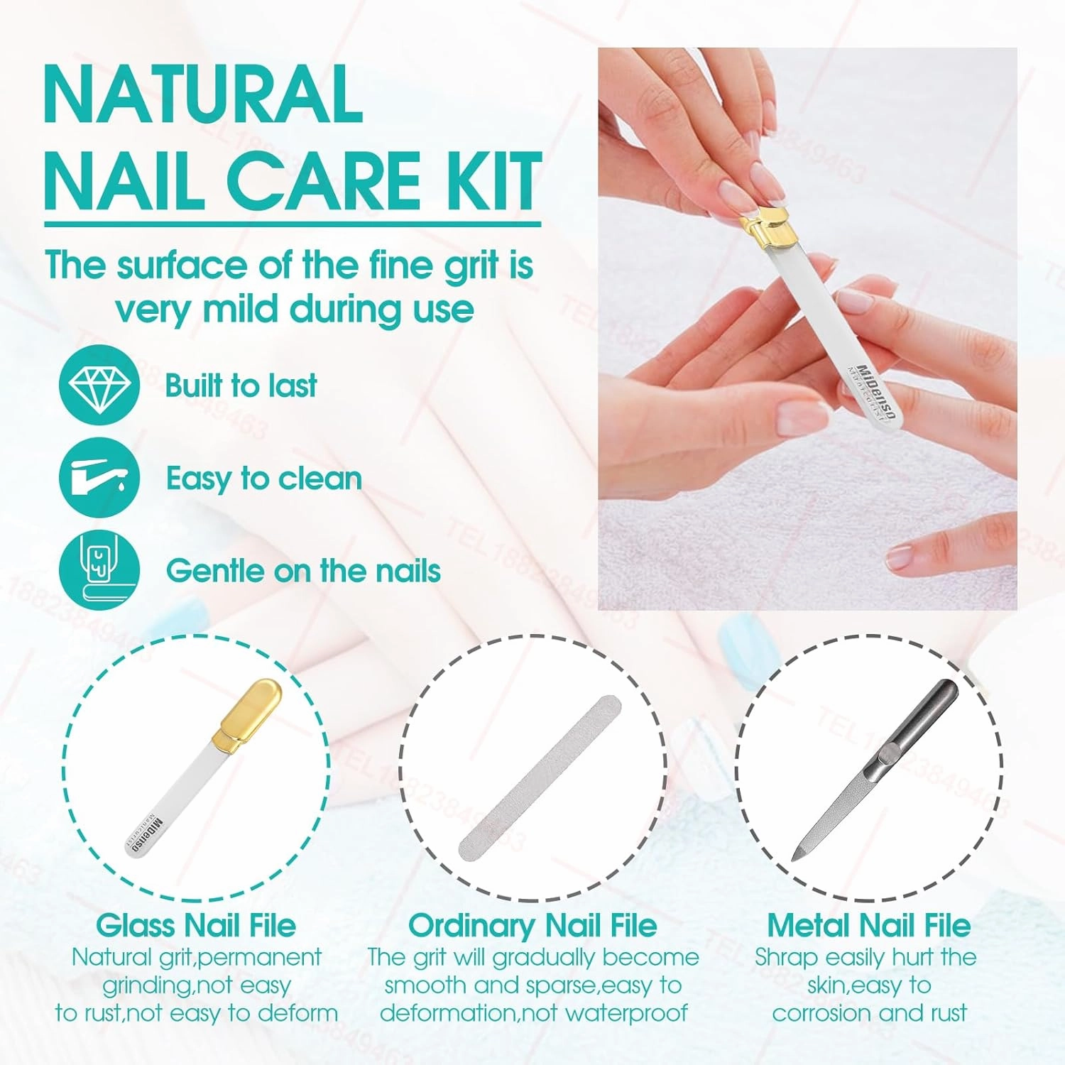 Premium Gift, Glass Nail File with Case, 2 Pack Crystal Nail Files for Natural Nails, Artificial Nails Manicure Pedicure Nail Care Kit Set, Xmas Present for Women and Man(Gold BlackGold)