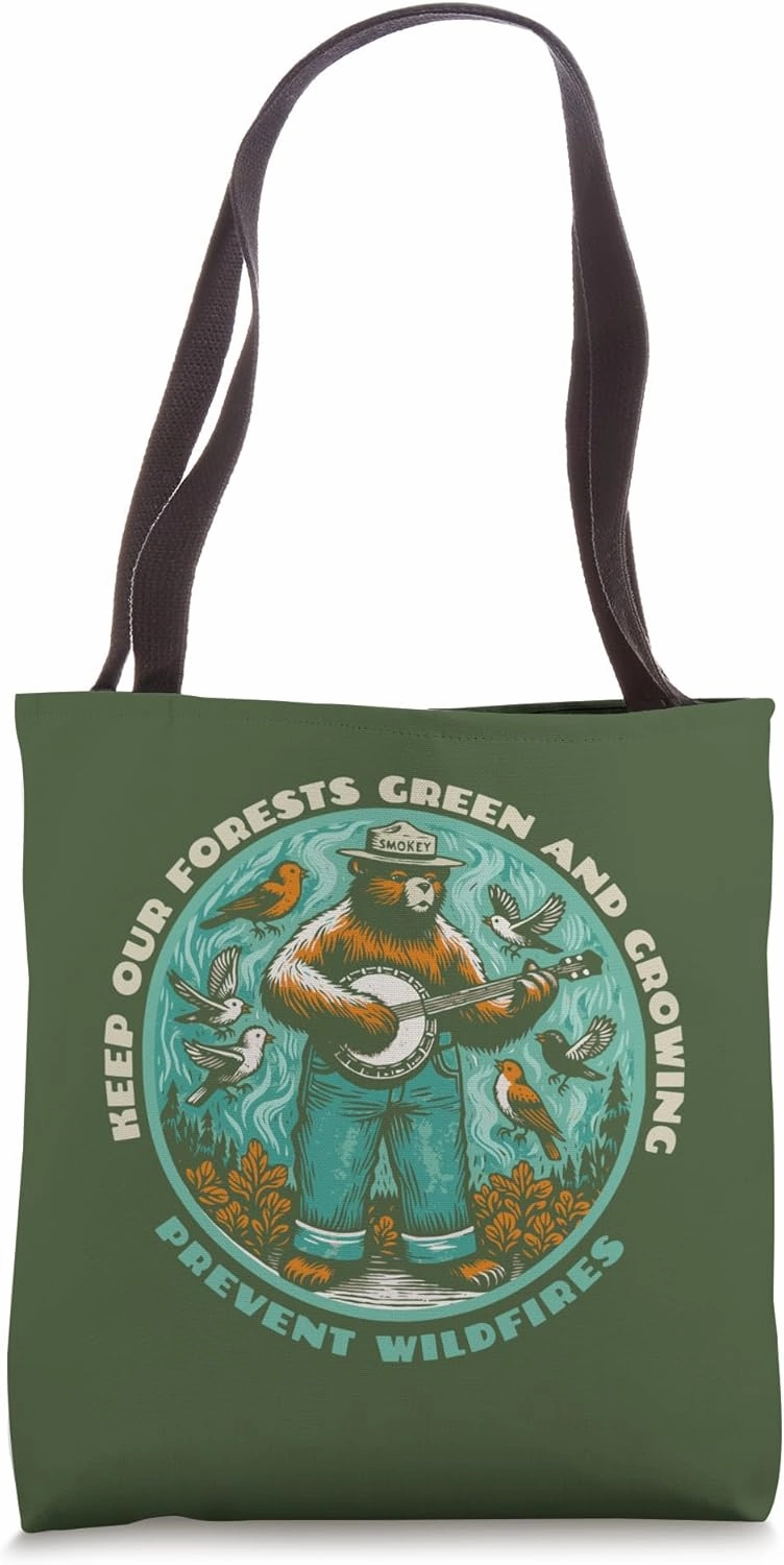 Prevent Wildfires Smokey Bear, Banjo & Birds Tote Bag