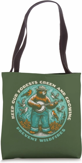 Prevent Wildfires Smokey Bear, Banjo & Birds Tote Bag