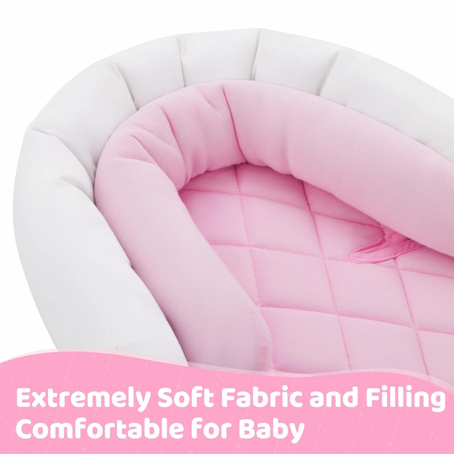 Pro Goleem Infant Car Seat Insert, Babybody Support for Toddler, Soft Minky Preemie Car Seat Insert, 2-in-1 Reversible, Perfect for Carseats, Strollers, Swings, Pink and White