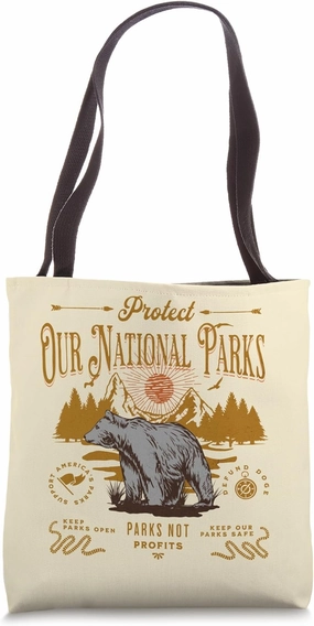 Protect Our National Parks Not Profits Bear Alt US Outdoors Tote Bag