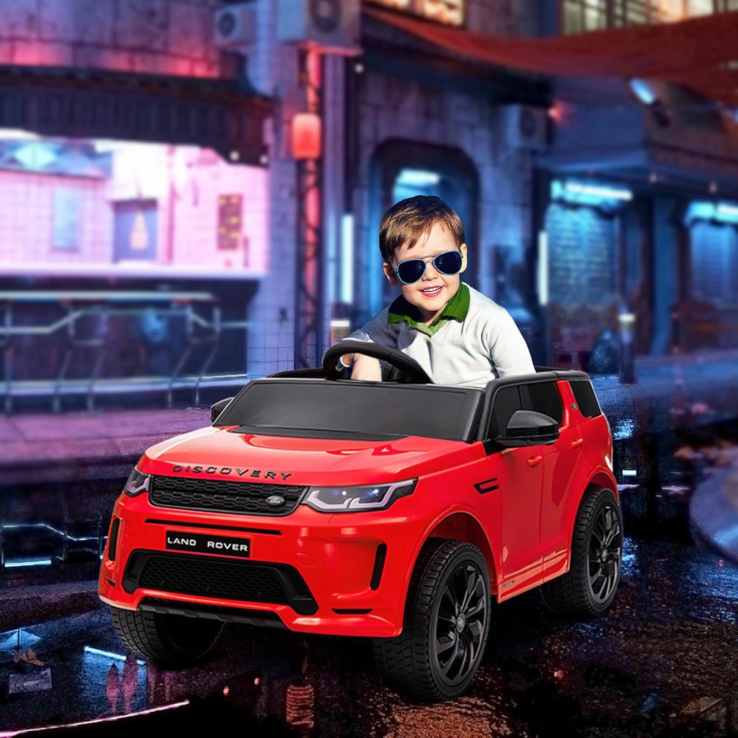 Qaba 12V Kids Ride on Car, Land Rover Discovery Sport Licensed Battery Powered Kids Electric Car with Remote Control, Soft Start, LED Lights, Music Horn, 3 Speeds, Red