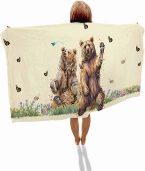 Quick-Drying Microfiber Beach Towel, Bear and Butterfly Soft Absorbent Bath Shower Towels, Farmhouse Country Lightweight Portable Towel/Blanket for Travel/Swimming Pool/Camping/Yoga/Gym，35x70 Inch