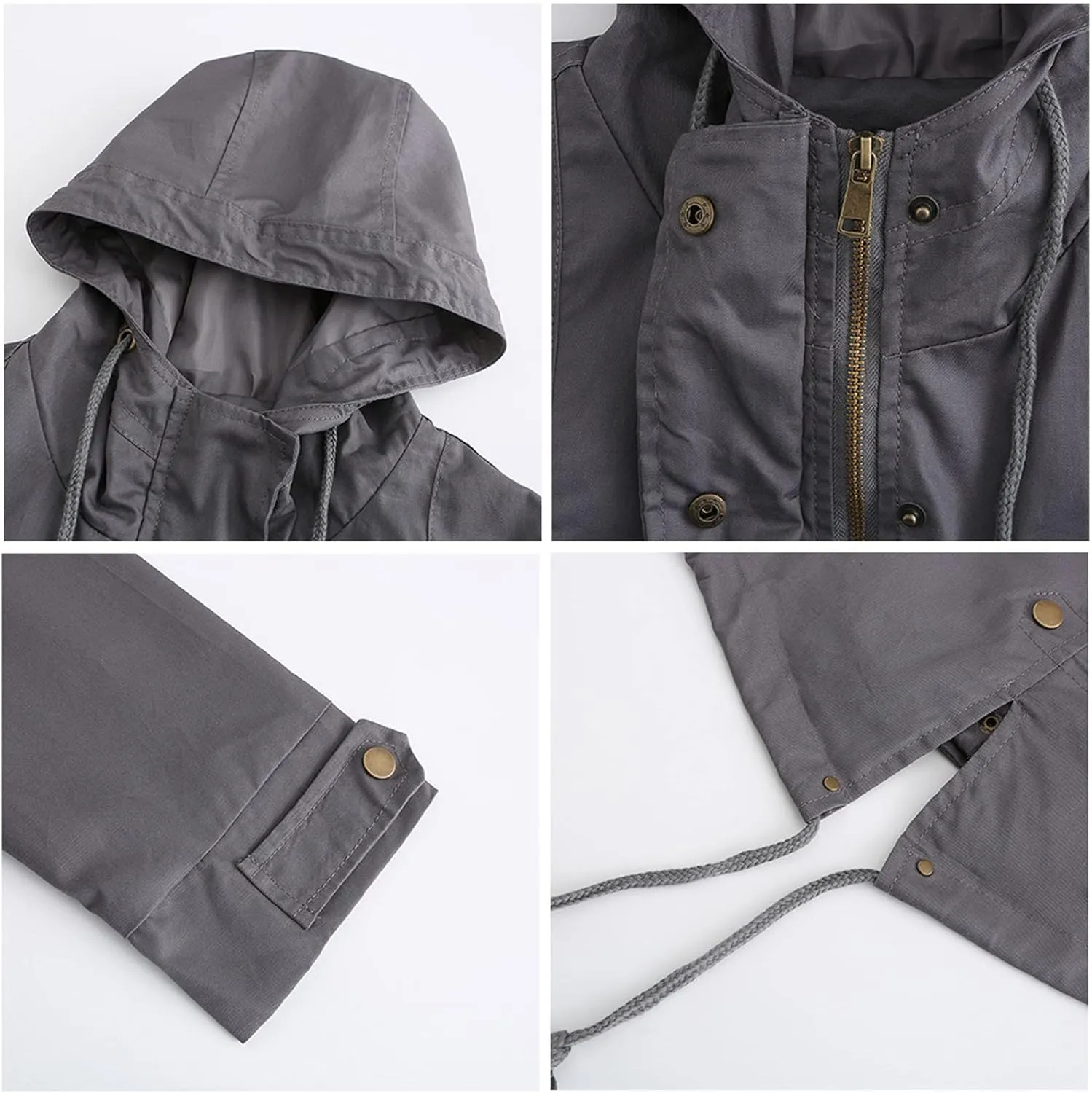 Rain Jackets for Women Waterproof Long Lightweight Trench Coats Outdoor Hooded Casual Drawtring Waist Rain Coats Fall